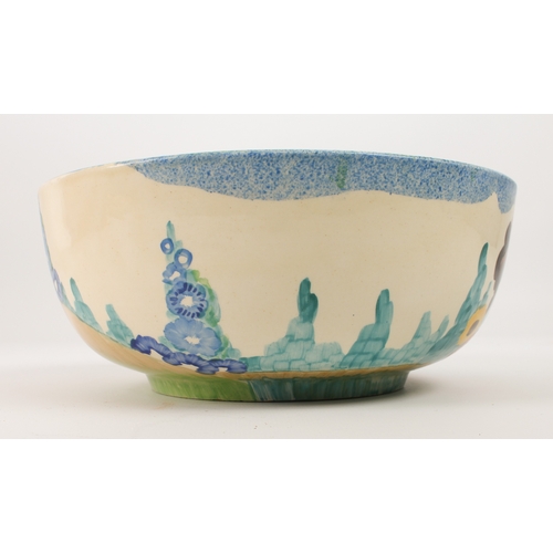 11 - A Clarice Cliff 'Tralee' circular bowl - mid-1930s, painted with a thatched cottage and garden lands... 