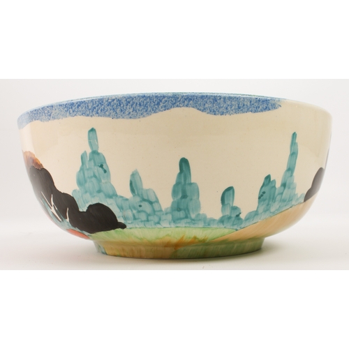 11 - A Clarice Cliff 'Tralee' circular bowl - mid-1930s, painted with a thatched cottage and garden lands... 