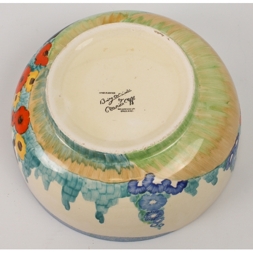 11 - A Clarice Cliff 'Tralee' circular bowl - mid-1930s, painted with a thatched cottage and garden lands... 