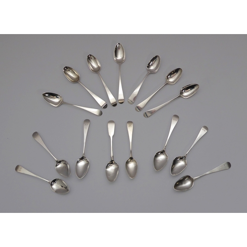 124 - A set of six George III Old English pattern teaspoons - William Bateman I, London 1818; together wit... 