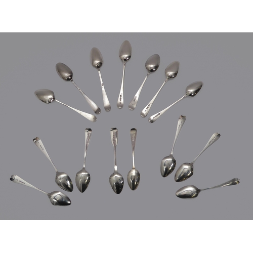 124 - A set of six George III Old English pattern teaspoons - William Bateman I, London 1818; together wit... 