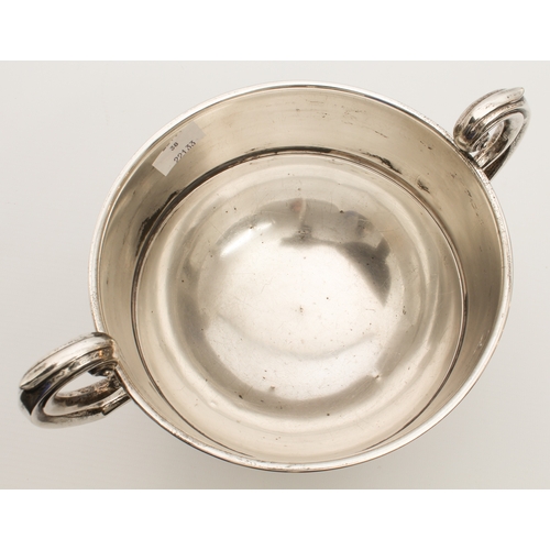 126 - An Edwardian silver rose bowl - Wakely & Wheeler, London 1904, with twin foliate capped scroll handl... 