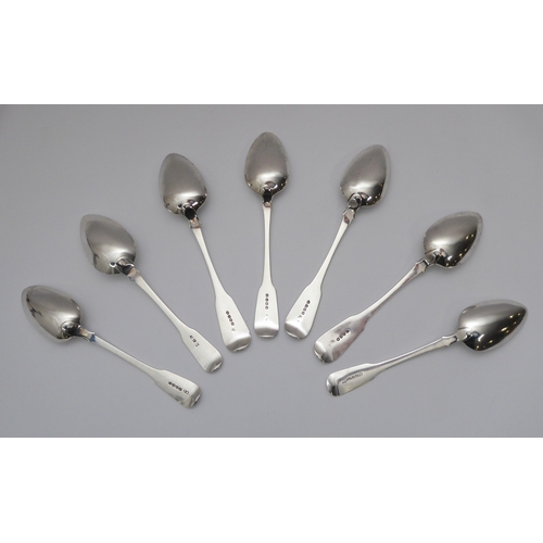 129 - A set of four George III silver fiddle pattern table spoons - Sarah & John William Blake, London 181... 