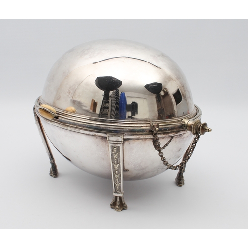 145 - A 19th century oval silver-plated food warmer, the base marked 'Registered February 18th 1878', (LWH... 