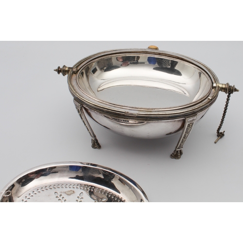 145 - A 19th century oval silver-plated food warmer, the base marked 'Registered February 18th 1878', (LWH... 