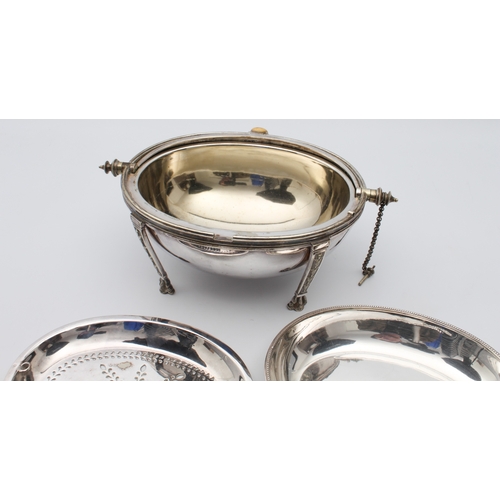 145 - A 19th century oval silver-plated food warmer, the base marked 'Registered February 18th 1878', (LWH... 