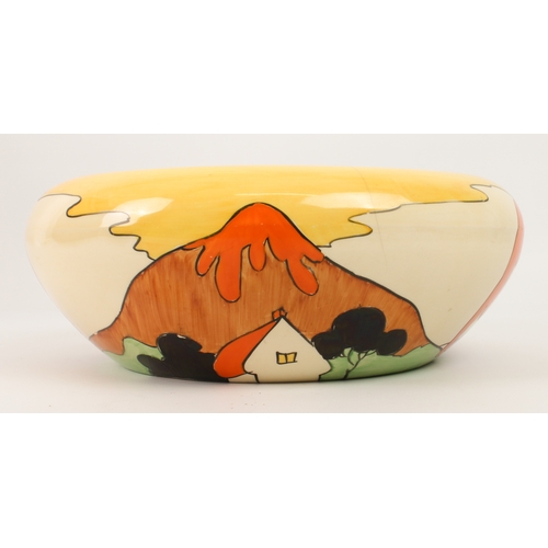 15 - A Clarice Cliff 'Mountain' (shape 56) rounded bowl - black printed Bizarre mark, 25 cm diameter, cra... 