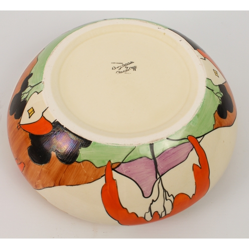 15 - A Clarice Cliff 'Mountain' (shape 56) rounded bowl - black printed Bizarre mark, 25 cm diameter, cra... 