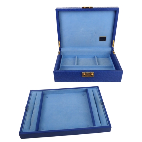 217 - A Rolex blue embossed leather jewellery box - 1980s, ref. 51.00.01, the rectangular box with all ove... 