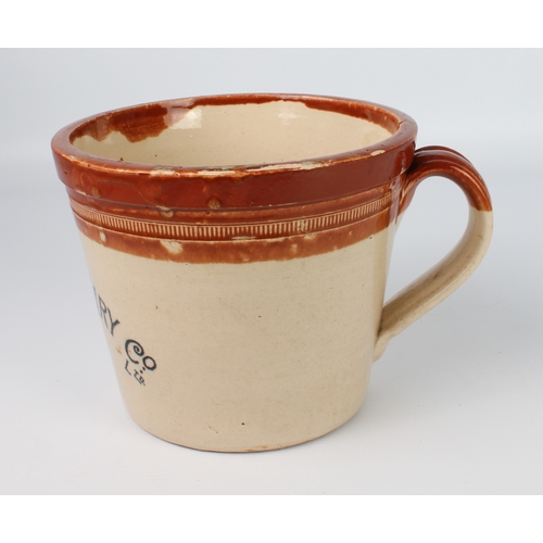 24 - A vintage stoneware five-pint dairy cream-jug with Maypole Dairy Co. Ltd. lettering and motif