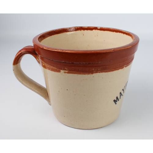 24 - A vintage stoneware five-pint dairy cream-jug with Maypole Dairy Co. Ltd. lettering and motif