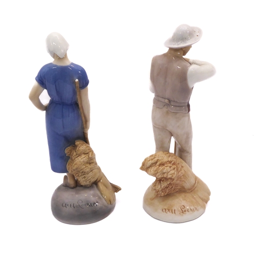 25 - A pair of Bing & Grondhal porcelain figures of farmers by Axel Locher - no. 2049 and 2050, both sign... 