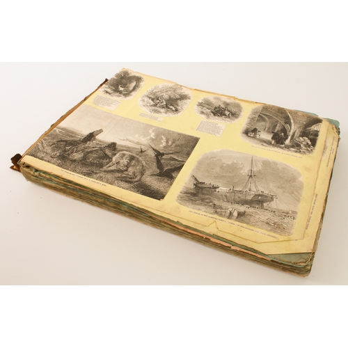 268 - A 19th century scrapbook of monochrome prints - the majority cut out of periodicals and pasted down,... 