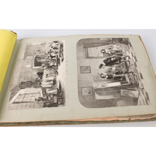 268 - A 19th century scrapbook of monochrome prints - the majority cut out of periodicals and pasted down,... 