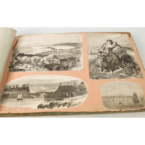 268 - A 19th century scrapbook of monochrome prints - the majority cut out of periodicals and pasted down,... 