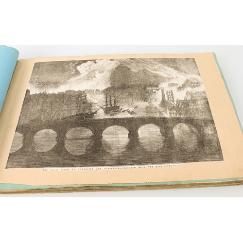 268 - A 19th century scrapbook of monochrome prints - the majority cut out of periodicals and pasted down,... 