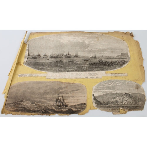 268 - A 19th century scrapbook of monochrome prints - the majority cut out of periodicals and pasted down,... 