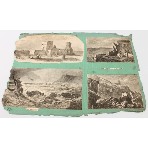 268 - A 19th century scrapbook of monochrome prints - the majority cut out of periodicals and pasted down,... 