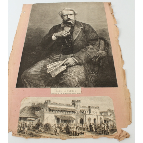 268 - A 19th century scrapbook of monochrome prints - the majority cut out of periodicals and pasted down,... 