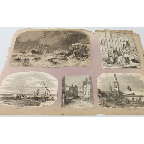 268 - A 19th century scrapbook of monochrome prints - the majority cut out of periodicals and pasted down,... 