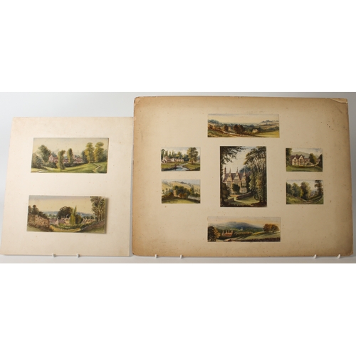 290 - A group of small watercolours of Upper Slaughter, Gloucestershire - second half 19th century, pasted... 