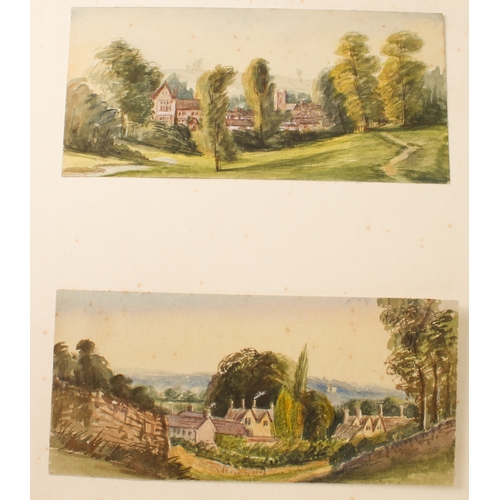 290 - A group of small watercolours of Upper Slaughter, Gloucestershire - second half 19th century, pasted... 