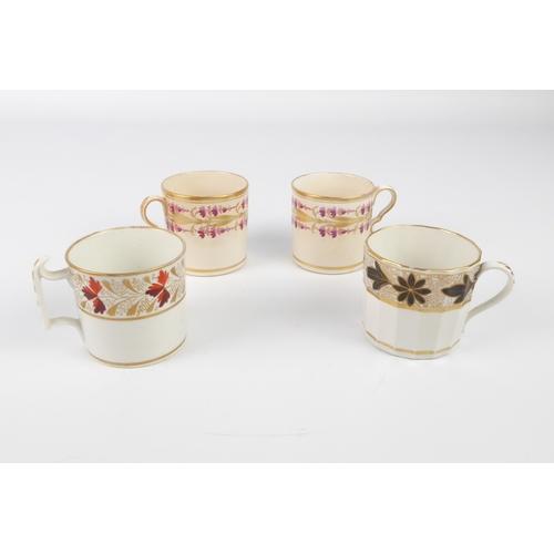 31 - An English porcelain cup and saucer (possibly Worcester), four 19th century coffee cans and two simi... 