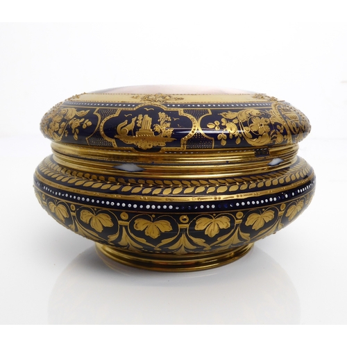 4 - A 'Vienna' porcelain circular box and cover - late 19th / early 20th century, hand painted with a he... 