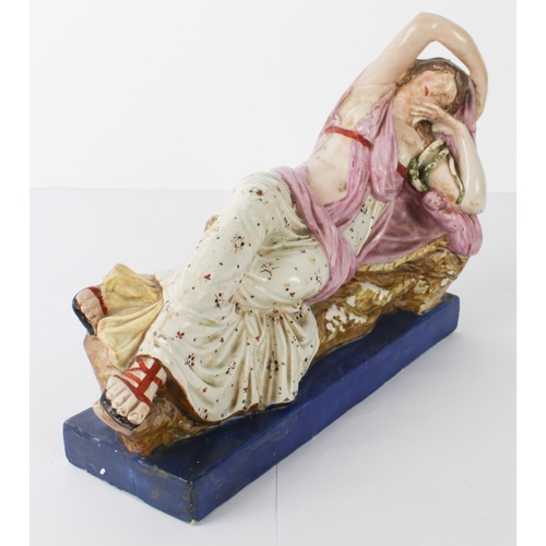 5 - An early 19th century pearlware figure of Cleopatra by Enoch Wood - the reclining figure dressed in ... 