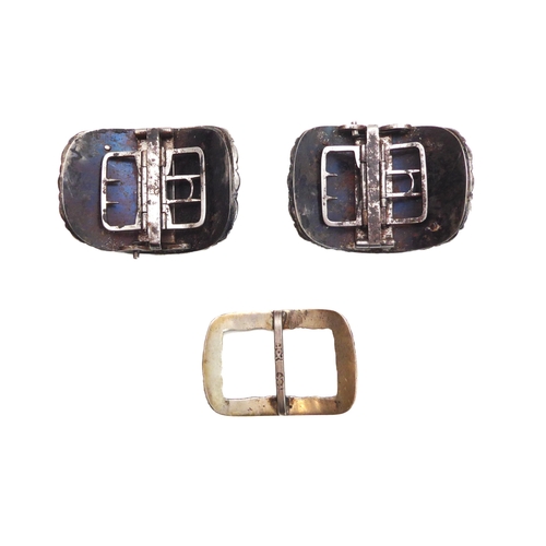 70 - A set of three Georgian cut steel buckles in the original fitted case, consisting of two shoe buckle... 