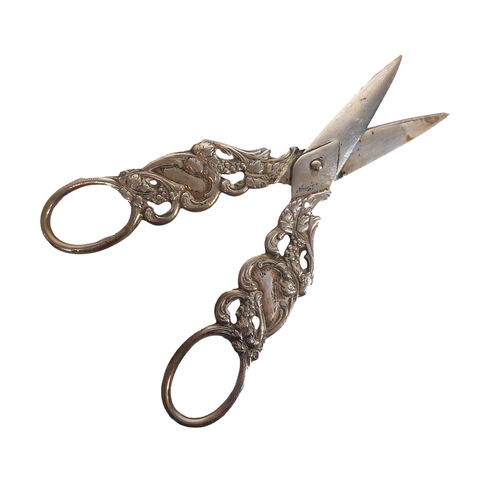 77 - A pair of silver grape scissors