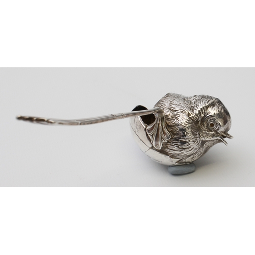 79 - A Sampson Mordan silver novelty sugar spoon modelled as a chick hatching (Rd. 495660), Chester 1906,... 