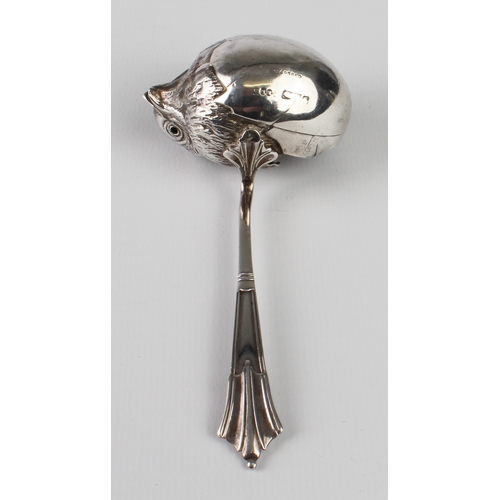 79 - A Sampson Mordan silver novelty sugar spoon modelled as a chick hatching (Rd. 495660), Chester 1906,... 