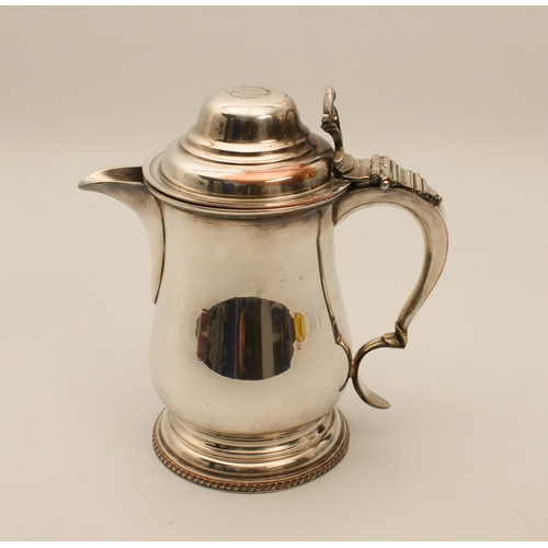 98 - An early 19th century silver-plated copper baluster tankard - hinged dome lid with inset George III ... 