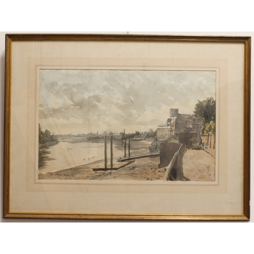 325 - Karl Hagedorn (German 1889-1969)
 The Thames at Chiswick
 ink and watercolour, signed and dated  (19... 