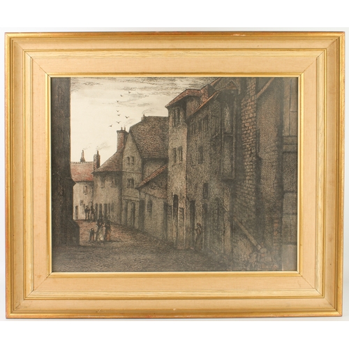 337 - Attrib. to Albert Norman
 Palmer Lane, Coventry (?)
 pen, ink and wash on canvas board
 15¼ x 19¼ in... 