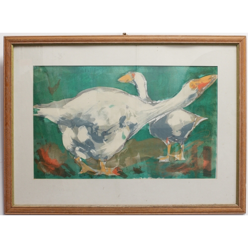 338 - After Alison Milner-Gulland
 'Geese'
 coloured litho, signed lower left
 13¾  x 22½ in (35 x 57 cm);... 