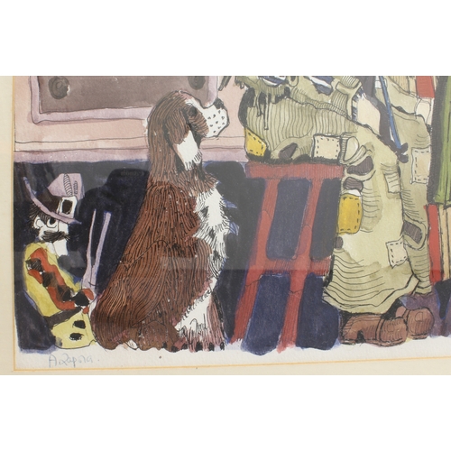 345 - 20th century Israeli (?) School
 The puppet maker
 ink and watercolour, indistinctly signed twice
 1... 