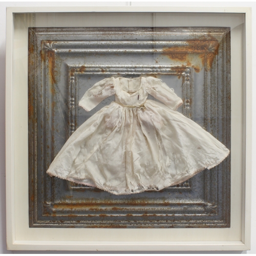 377 - Karla Leopold (American Contemp.)
 'My Mother's Dress'
 assemblage with cotton and metal, titled on ... 