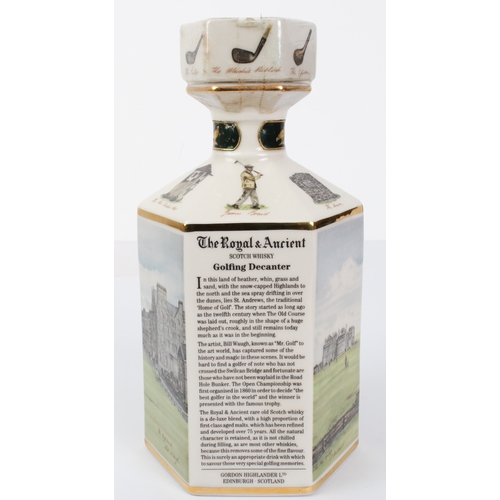 387 - A sealed litre decanter of The Royal & Ancient 20 year old Scotch whisky - decorated with scenes of ... 