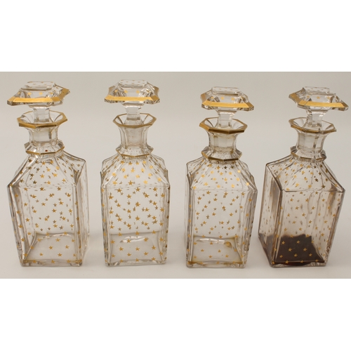 608 - An early 19th century French Boulle-style cave à liqueur or travelling decanter set - the serpentine... 