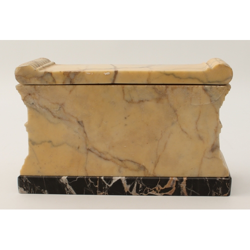 611 - A Grand Tour marble inkwell in the form of Scipio's tomb - in carved Sienna marble, the removable li... 