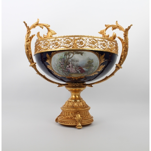 615 - A large and impressive French Sevres-style porcelain and ormolu mounted centrepiece - in the Louis X... 