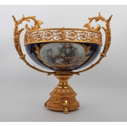 615 - A large and impressive French Sevres-style porcelain and ormolu mounted centrepiece - in the Louis X... 