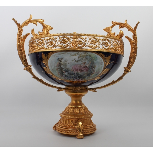 615 - A large and impressive French Sevres-style porcelain and ormolu mounted centrepiece - in the Louis X... 