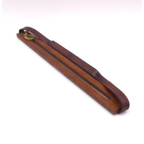 622 - A scarce oak, brass and leather game carrier - early 20th century, the leather strap stamped 'A. Bul... 