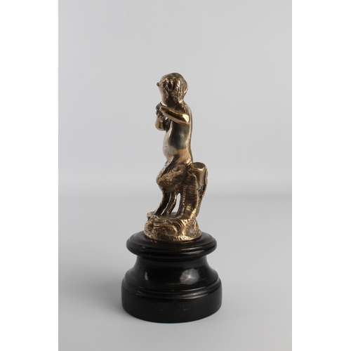 637 - A French car mascot modelled as Pan playing his pipe - silvered cast bronze signed 'Grégoire' to the... 