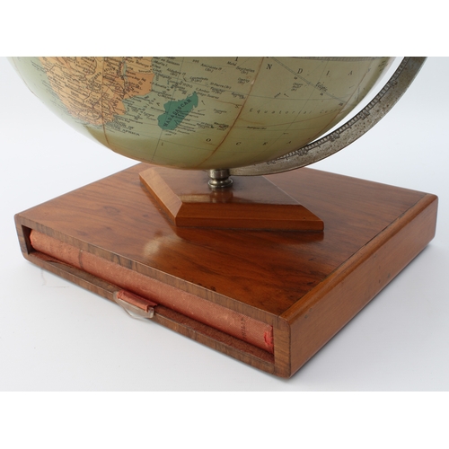 639 - A 1950s Philips Challenge table globe - scale 1:37,500,000, 13½ in diameter, on a chrome meridian ar... 