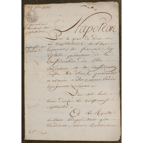 644 - A Napoleonic period (1812) 12-page judgement in favour of a Vendome innkeeper, Busloup, together wit... 