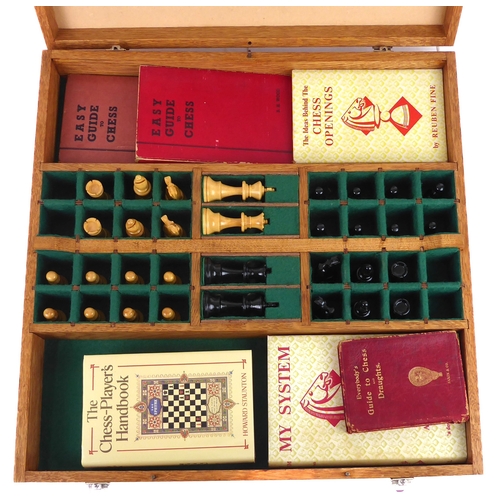 678 - A custom-made chess boxset, the board secured by toggle-latches and serving as a lid. The interior f... 